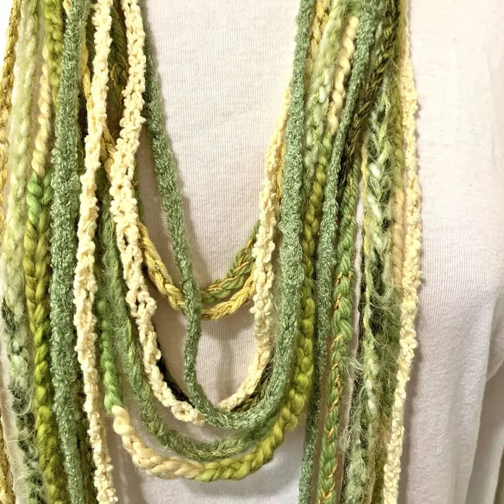 Womens Fairy Grunge Scarf Necklace Funky Boho Earthy Granola Cottage Whimsy